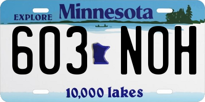 MN license plate 603NOH