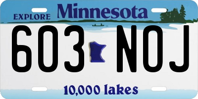 MN license plate 603NOJ