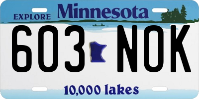 MN license plate 603NOK