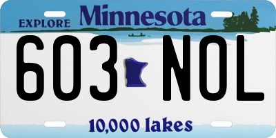 MN license plate 603NOL