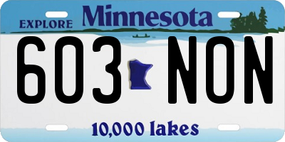 MN license plate 603NON