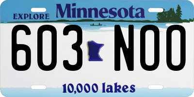 MN license plate 603NOO
