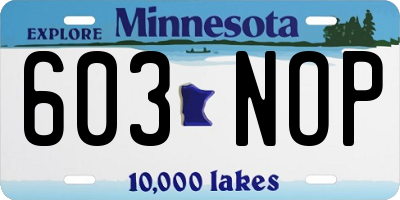 MN license plate 603NOP
