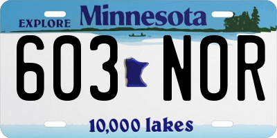 MN license plate 603NOR