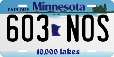 MN license plate 603NOS