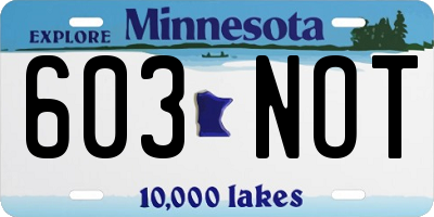 MN license plate 603NOT