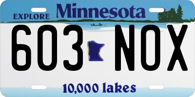 MN license plate 603NOX