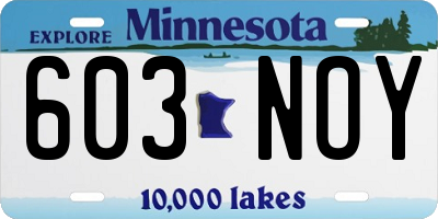 MN license plate 603NOY