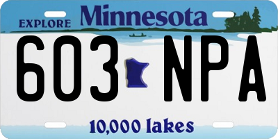 MN license plate 603NPA