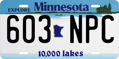 MN license plate 603NPC
