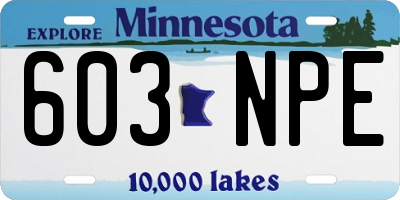 MN license plate 603NPE