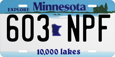 MN license plate 603NPF