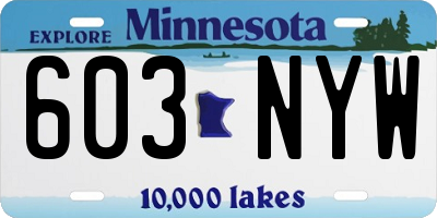 MN license plate 603NYW