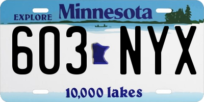 MN license plate 603NYX
