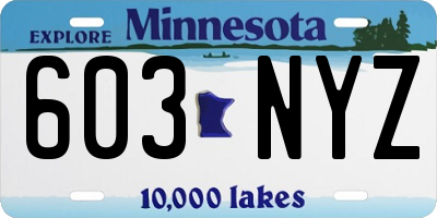 MN license plate 603NYZ