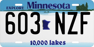 MN license plate 603NZF
