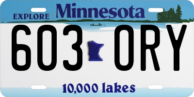 MN license plate 603ORY