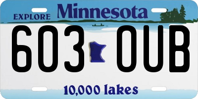 MN license plate 603OUB