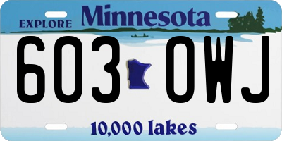 MN license plate 603OWJ