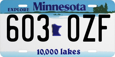 MN license plate 603OZF