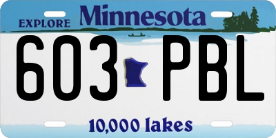 MN license plate 603PBL