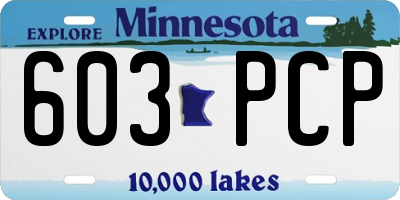 MN license plate 603PCP