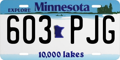 MN license plate 603PJG
