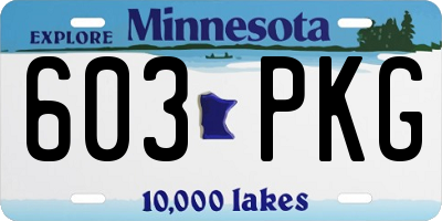 MN license plate 603PKG