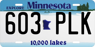 MN license plate 603PLK