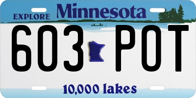MN license plate 603POT