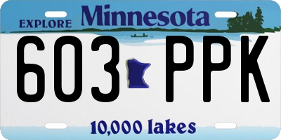 MN license plate 603PPK