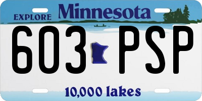 MN license plate 603PSP