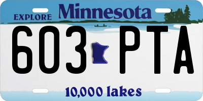 MN license plate 603PTA