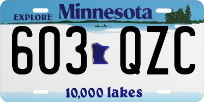 MN license plate 603QZC