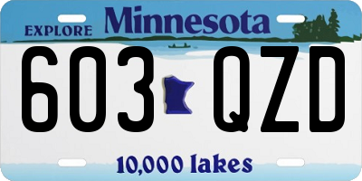 MN license plate 603QZD