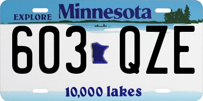 MN license plate 603QZE