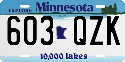 MN license plate 603QZK