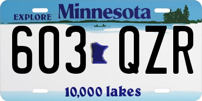 MN license plate 603QZR