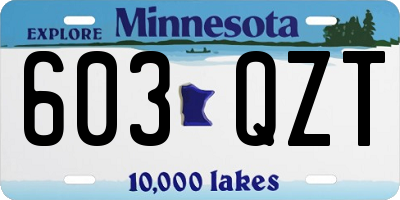 MN license plate 603QZT