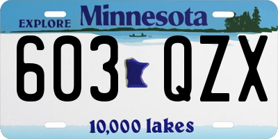 MN license plate 603QZX