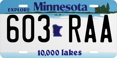 MN license plate 603RAA
