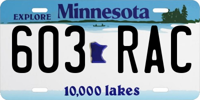 MN license plate 603RAC