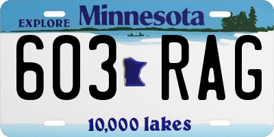MN license plate 603RAG