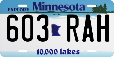 MN license plate 603RAH