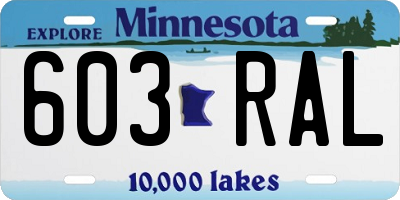 MN license plate 603RAL