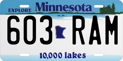 MN license plate 603RAM