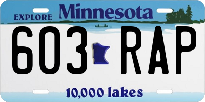 MN license plate 603RAP