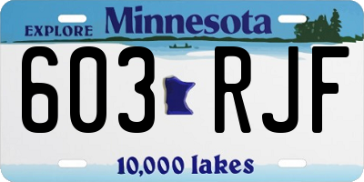 MN license plate 603RJF