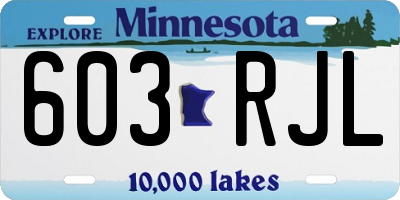 MN license plate 603RJL