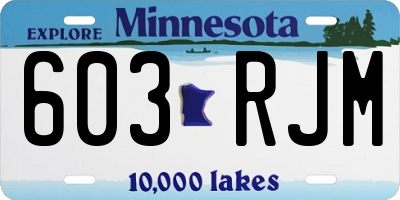 MN license plate 603RJM
